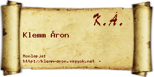 Klemm Áron névjegykártya